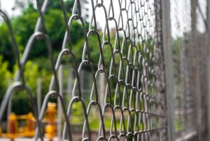 A picture of a Chain link security fence
