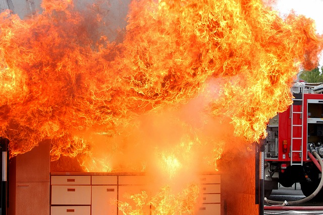 A picture of a kitchen fire
