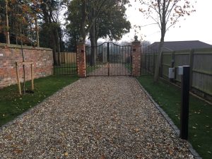 A picture of electric automatic gates installed by Matrix Fire & Security
